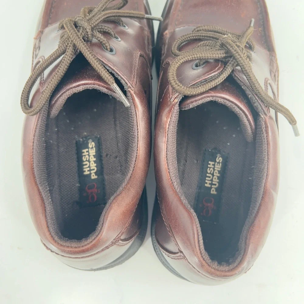 Hush Puppies Men;s Wide Brown Leather Moc Toe Oxford Comfort Shoe 10W